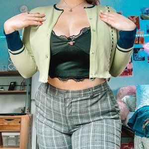 green cropped cardi